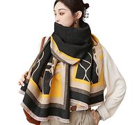 LumiSyne Invierno Bufanda Chal De Cachemira Para Mujer Empalme De Color Patrón Animal Pashmina Caliente Fulares Con Borla Lana Suave Estola Engrosada