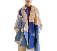 LumiSyne Invierno Bufanda Chal De Cachemira Para Mujer Hombre Patrón Geométrico Empalme De Color Pashmina Fulares Con Borla Larga Bufanda De Cuello Suave Cálido Estola Mantón