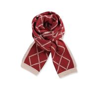 LumiSyne Invierno Bufandas De Punto Mujer Hombre Bufanda Navidad Reversible Doble Cara Bicolor Vintage Patrón De Cuadros Diamante Larga Bufanda De Cuello Cálida Bufanda De Collar Bufanda Rojo 180×29cm