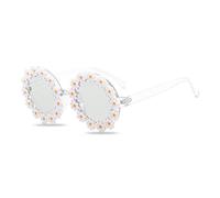 LumiSyne Lindas Gafas De Sol Margaritas Mujer Hombre Marco Redondo Gafas De Decoración De Flores UV400 Gafas De Fiesta Bola Accesorios De Fotografía Gafas Para Parejas Viaje Playa Blanco