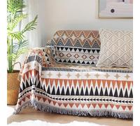 LumiSyne Manta Aztec Navajo Manta De Algodón Tejida con Borlas Estilo Étnico Tribal Patrón Geométrico Reversible Decorativa Manta para Sofá Cama Silla Manta De Camping Tapiz Manteles Alfombra