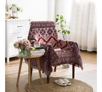 LumiSyne Manta De Algodón Tejida con Borlas Jacquard De Doble Cara Patrón Geométricos Bohemio Estilo Etnico Vintage Decorativa Manta para Sofá Cama Silla Manta De Camping Tapiz Manteles Alfombra