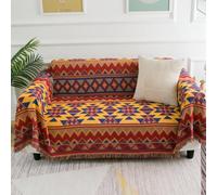 LumiSyne Manta De Algodón Tejida con Borlas Jacquard De Doble Cara Patrón Geométricos Bohemio Estilo Etnico Vintage Decorativa Manta para Sofá Cama Silla Manta De Camping Tapiz Manteles Alfombra