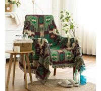 LumiSyne Manta De Algodón Tejida con Borlas Jacquard De Doble Cara Patrón Geométricos Bohemio Estilo Etnico Vintage Decorativa Manta para Sofá Cama Silla Manta De Camping Tapiz Manteles Alfombra