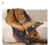 LumiSyne Manta De Algodón Tejida con Borlas Jacquard De Doble Cara Patrón Geométricos Bohemio Estilo Etnico Vintage Decorativa Manta para Sofá Cama Silla Manta De Camping Tapiz Manteles Alfombra