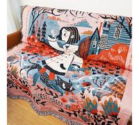 LumiSyne Manta De Doble Cara Manta De Algodón Tejida con Borlas Selva Estilo Bohemio Tapiz Mantón Decorativa Manta para Sofá Cama Silla Manta De Camping Manteles Alfombra 160x130cm