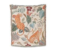 LumiSyne Manta De Doble Cara Manta De Algodón Tejida con Borlas Selva Estilo Bohemio Tapiz Mantón Decorativa Mantas para Sofá Cama Silla Camping Manteles Alfombra 160x130cm