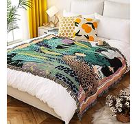 LumiSyne Manta De Doble Cara Manta De Algodón Tejida con Borlas Selva Estilo Bohemio Tapiz Mantón Decorativa Manta para Sofá Cama Silla Manta De Camping Manteles Alfombra 160x130cm