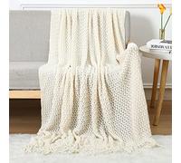 LumiSyne Manta De Punto Celulares con Flecos Color Sólido Patrón De Tejido Hueco Delicado Suave Transpirable Funda De Sofá Cubrecama Plaid Manta Decorativa para Sofá Cama Silla Coche Viaje