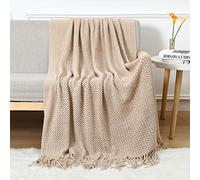 LumiSyne Manta De Punto con Borlas Transpirable Mantas Celulares Estilo Nórdica Comoda Suave Cubresofa Cubrecama Plaid Manta Decorativa para Sofá Cama Silla