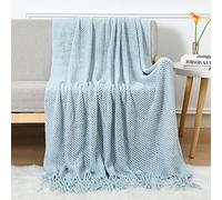 LumiSyne Manta De Punto con Borlas Transpirable Mantas Celulares Estilo Nórdica Comoda Suave Cubresofa Cubrecama Plaid Manta Decorativa para Sofá Cama Silla