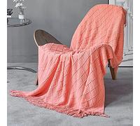 LumiSyne Manta De Punto con Flecos Color Sólido Borlas Clásica Diseño con Motivos Geométricos Comoda Suave Cubresofa Cubrecama Manta Cubrecama Decorativa para Sofá Cama 230x130cm