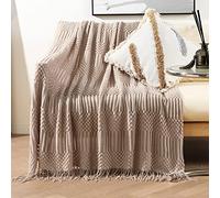 LumiSyne Manta De Punto con Flecos Color Sólido Hubble-Burbuja Comoda Suave Cubresofa Cubrecama Manta Cubrecama Decorativa para Sofá Cama 170x130cm