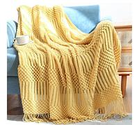 LumiSyne Manta De Punto con Flecos Color Sólido Hubble-Burbuja Comoda Suave Cubresofa Cubrecama Manta Cubrecama Decorativa para Sofá Cama 230x130cm