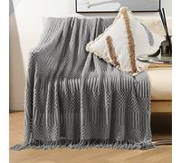 LumiSyne Manta De Punto con Flecos Color Sólido Hubble-Burbuja Comoda Suave Cubresofa Cubrecama Manta Cubrecama Decorativa para Sofá Cama 230x130cm