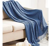LumiSyne Manta De Punto con Flecos Color Sólido Hubble-Burbuja Comoda Suave Cubresofa Cubrecama Manta Cubrecama Decorativa para Sofá Cama 230x130cm