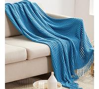 LumiSyne Manta De Punto con Flecos Color Sólido Hubble-Burbuja Comoda Suave Cubresofa Cubrecama Manta Cubrecama Decorativa para Sofá Cama 230x130cm