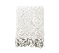 LumiSyne Manta De Punto con Flecos Color Sólido Patrón de Diamante Jacquard Comoda Suave Cubresofa Cubrecama Manta Cubrecama Decorativa para Sofá Cama 170x130cm