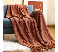 LumiSyne Manta De Punto con Flecos Color Sólido Rejilla De Piña Comoda Suave Cubresofa Cubrecama Manta Cubrecama Decorativa para Sofá Cama 230x130cm