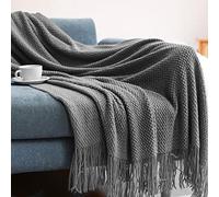 LumiSyne Manta De Punto con Flecos Color Sólido Rejilla De Piña Comoda Suave Cubresofa Cubrecama Manta Cubrecama Decorativa para Sofá Cama 230x130cm