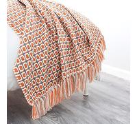 LumiSyne Manta De Punto con Flecos Pata De Gallo Bohemio Cuadros Comoda Suave Cubresofa Cubrecama Manta Cubrecama Decorativa para Sofá Cama 230x130cm