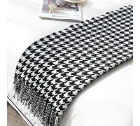 LumiSyne Manta De Punto con Flecos Pata De Gallo Bohemio Cuadros Comoda Suave Cubresofa Cubrecama Manta Cubrecama Decorativa para Sofá Cama 170x130cm