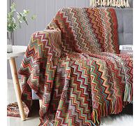 LumiSyne Manta De Punto con Flecos Pata De Gallo Bohemio Cuadros Comoda Suave Cubresofa Cubrecama Manta Cubrecama Decorativa para Sofá Cama 230x130cm