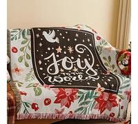 LumiSyne Mantas Decorativas De Navidad Manta De Algodón Tejida con Borlas Jacquard De Temática Navideña Tapiz Mantón Decorativa Manta para Sofá Cama Silla Manta De Camping Manteles Alfombra 180x130cm