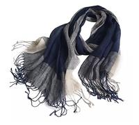 LumiSyne Moda Bufanda Para Mujer Hombre Bufanda De Lino Patrón De Rayas a Cuadros Clásico Pañuelo Ligero y Transpirable Cálido Estola Fulares Protector Solar Chal Toda La Temporada