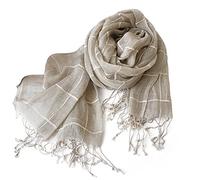 LumiSyne Moda Bufanda Para Mujer Hombre Bufanda De Lino Patrón De Rayas a Cuadros Clásico Pañuelo Ligero y Transpirable Cálido Estola Fulares Protector Solar Chal Toda La Temporada