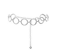 LumiSyne Moda Cinturón De Cadenas Para Mujer Anillo De Metal Sencillo Cadenas De Pretina Dorado Plata Hebilla Ajustable Cinturón De Vestir Cadena De Cuerpo Para Diario Fiesta Boda(Plateado)