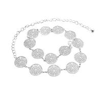LumiSyne Moda Cinturón De Cadenas Para Mujer Anillo De Metal Tallado Calado Vintage Cadena De Cintura Dorado Plata Hebilla Ajustable Cinturón De Vestir Cadena De Cuerpo