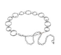 LumiSyne Moda Cinturón De Cadenas Para Mujer Cadena De Cintura Dorado Plata Anillo De Metal Brillante Hebilla Ajustable Cinturón De Vestir Cadena De Cuerpo Para Diario Fiesta Boda(Plateado)