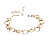 LumiSyne Moda Cinturón De Cadenas Para Mujer Cadena De Cintura Dorado Plata Anillo De Metal Brillante Hebilla Ajustable Cinturón De Vestir Cadena De Cuerpo Para Diario Fiesta Boda(Dorado)