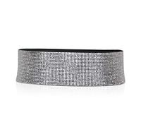 LumiSyne Moda Cinturón De Cuero Para Mujer Cinturón Elástico Sin Hebilla Diamante Brillante Rhinestone Decorado Cintura Ajustable Cinturón De Vestidos(Ancho)