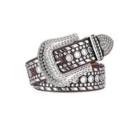 LumiSyne Moda Cinturón De Piel Con Diamantes De Imitación Western Cowgirl Cowboy Cinturón De Cuero Tachonado Bling Gran Hebilla Con Cristal Brillante Cinturón Vintage Para Jeans Pantalones Vestidos