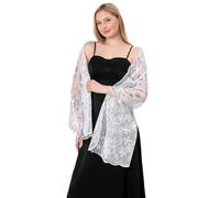 LumiSyne Mujer Chales y Envolturas Para Vestido De Noche Brillante Bordado De Lentejuelas Patrón De Flores Tul De Encaje Ligero Bufanda Elegante Estola Chales De Fiesta Para Novia Dama De Honor Boda