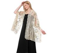LumiSyne Mujer Chales y Envolturas Para Vestido De Noche Brillante Bordado De Lentejuelas Patrón De Flores Tul De Encaje Ligero Bufanda Elegante Estola Chales De Fiesta Para Novia Dama De Honor Boda