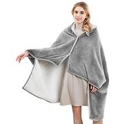 LumiSyne Poncho Mujer Invierno Color Sólido Cómodo Manta Poncho Con Botones Franela Exterior Sherpa Interior Manta De Abrigo Poncho Versátil Suave Manta Polar Poncho Para Hogar Oficina Viaje En Coche