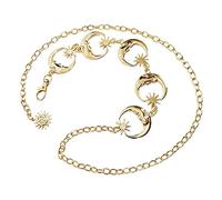 LumiSyne Vintage Cinturón De Cadena Mujer Estrella Lunar Cinturón De Estilo Hueco Colgante De Sol Punk Hip Hop Cadena De Cintura Longitud Ajustable Cinturón De Vestir Cinturón De Metal