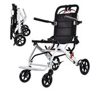 LUMIVO Silla de ruedas plegable ultraligera, portátil de viaje, capacidad de carga de 100 kg, aleación de acero al carbono, silla de ruedas con manillar giratorio de 360°, solo 8,2 kg, ideal para