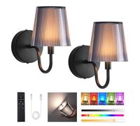 LumniexDesigns Lámparas de Pared Recargables, LED RGB con 3 Temperaturas de Color, Regulables Sin Cable, Luz Táctil con Control Remoto, para Salón, Escaleras y Pasillo - 2 Packs