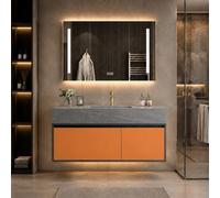 LumoHaus Mueble de Baño con Lavabo, Mueble Bajo Lavabo, Armario de Baño con Espejo, Muebles de Baño Modernos, Mueble de Baño Colgar, Lavabo con Mueble para Baño