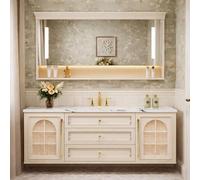 LumoHaus Muebles de Baño con Lavabo y Espejo, Mueble Baño con Lavabo, Mueble Baño Suspendido, Lavabo con Mueble, Mueble de Baño Moderno con Almacenamiento