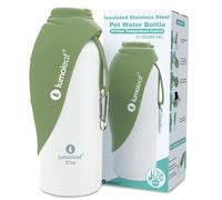 LumoLeaf Botella de agua aislada de acero inoxidable de 27 onzas, mantiene el agua fresca o caliente, cuenco portátil para mascotas, para viajes, boca ancha para llenar y limpiar fácilmente el hielo