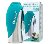 LumoLeaf Botellas de agua portátiles para perros de 800 ml, dispensador de botellas de agua de viaje de acero inoxidable para caminar, senderismo y al aire libre, cuenco de agua portátil para perros