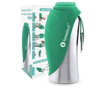 LumoLeaf Botellas de agua portátiles para perros de 800 ml, dispensador de botellas de agua de viaje de acero inoxidable para caminar, senderismo y al aire libre, cuenco de agua portátil para perros