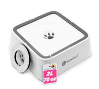 LumoLeaf Cuenco de agua para perros, 60 oz/2 l de gran capacidad, sin derrames, dispensador de agua lenta con filtro de repuesto, cuenco de agua para perros medianos y grandes