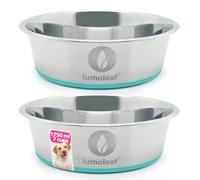 LumoLeaf Cuenco para perros de acero inoxidable grande φ22 cm, 2 x 1750 ml con base de silicona antideslizante, comedero de metal para perros grandes, medianos y grandes, apto para lavavajillas (doble