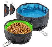 LumoLeaf Cuenco plegable de viaje para perros, 2 paquetes grandes de 68 onzas/80 onzas, cuenco plegable ligero, cuencos de agua y alimentos para mascotas, perros y gatos con cremallera (8 + 10 tazas)
